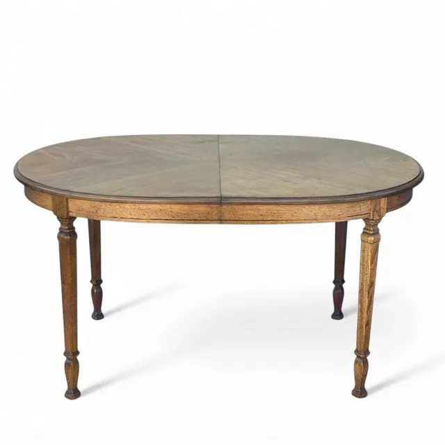 Vintage Oval Dining Table with Leaf, c. 1950s