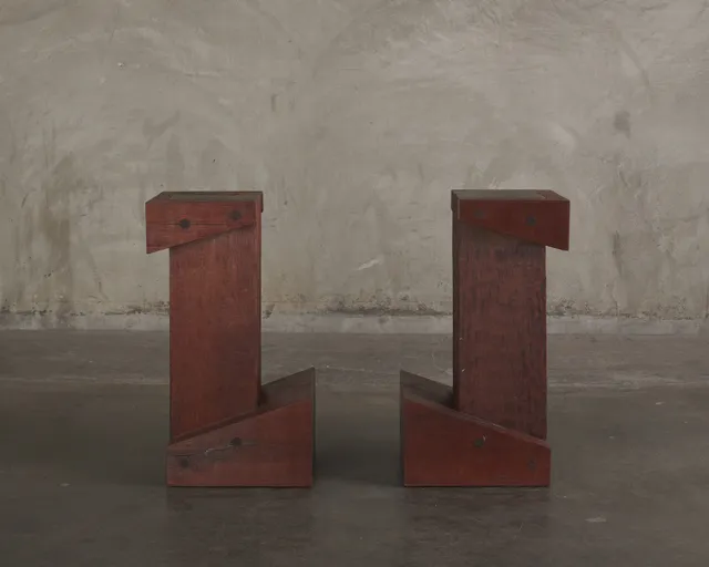 PAIR OF SOLID IPE BAR STOOLS BY ZANINI DE ZANINE DE CALDAS