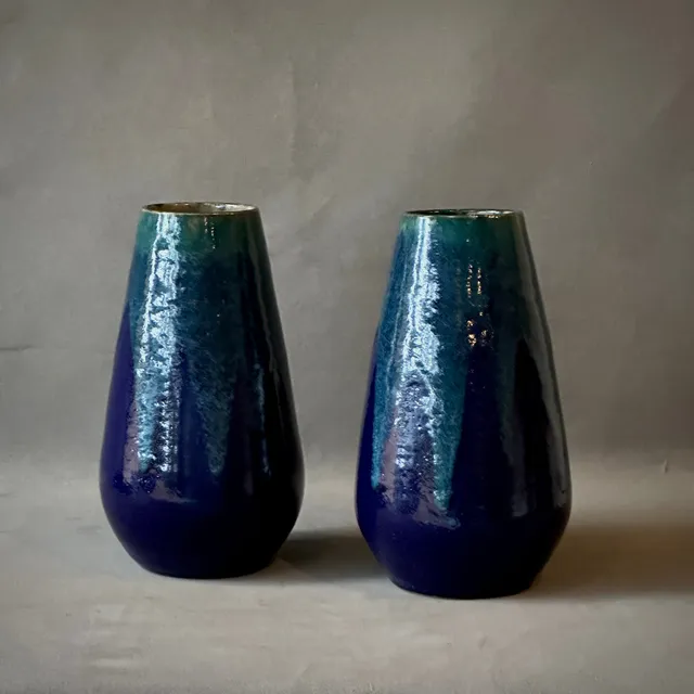 Large Pair Blue Vases