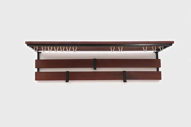 Mid-Century Teak Wall Mount Coat rack