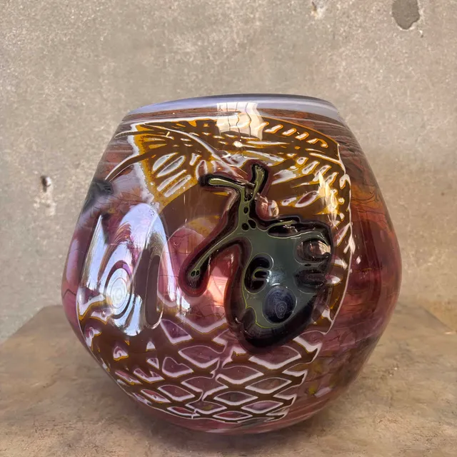 Vintage Fused Glass Bowl By Rick Beck Signed + Numbered