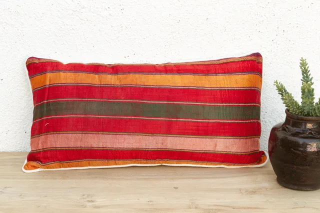 Mahi Striped Gujarati Mashru Lumbar Pillow