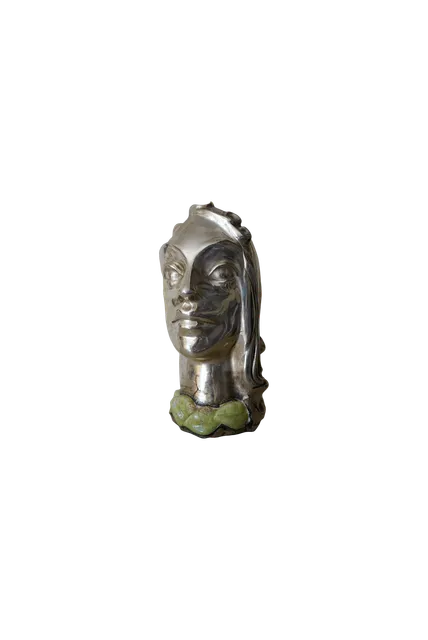 Silvered Ceramic Veiled Woman Bust, c. 1950s - 1960s