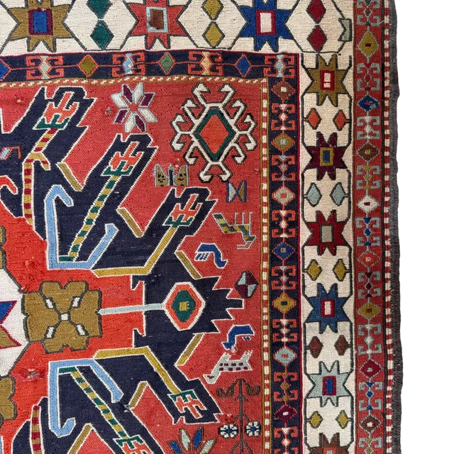 Vintage Caucasian Rug • 3'7" x 6'10"