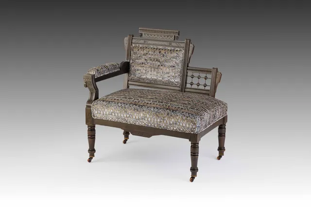 The Vantelle Settee | Antique Eastlake Settee, Velvet