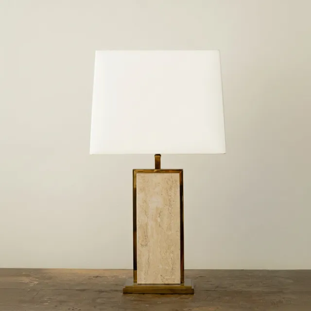 Travertine + Brass Table Lamp