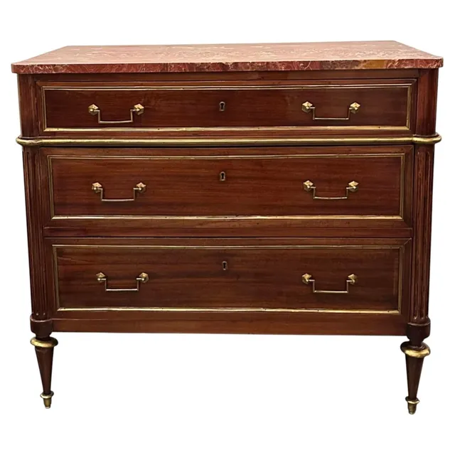 Late 19th Century Italian Walnut Veneered Marble-Top Chest