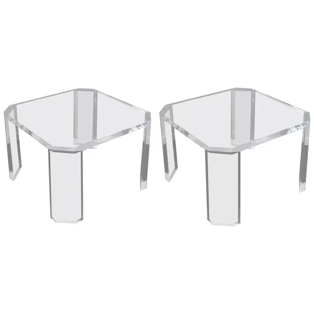 Pair of Acrylic "L'Ami" Side Tables by Charles Hollis Jones