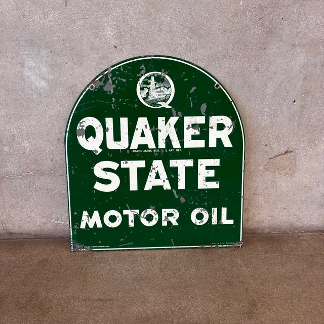 Vintage Quaker State Motor Oil Double Sided Sign