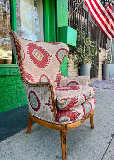 Sans Spurs | 1930s Wingback Chair with Southwest Print