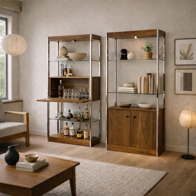 Chrome & Glass Étagère / Display Bookcase, c. 1970s–80s