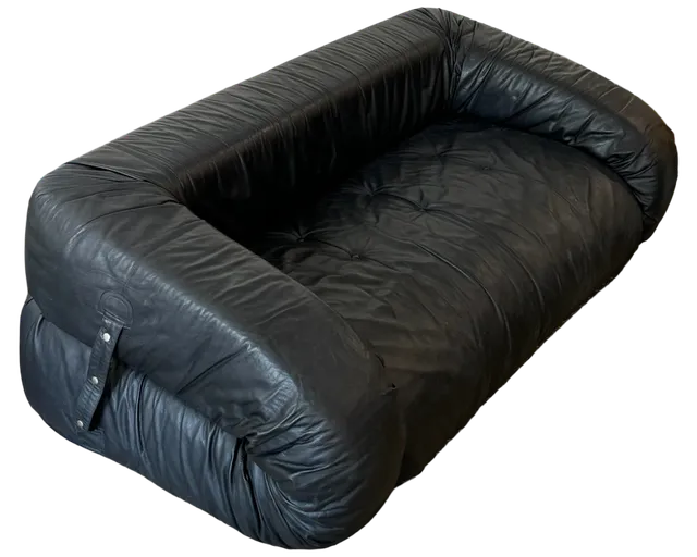 Anfibio Black Leather Sofa Bed