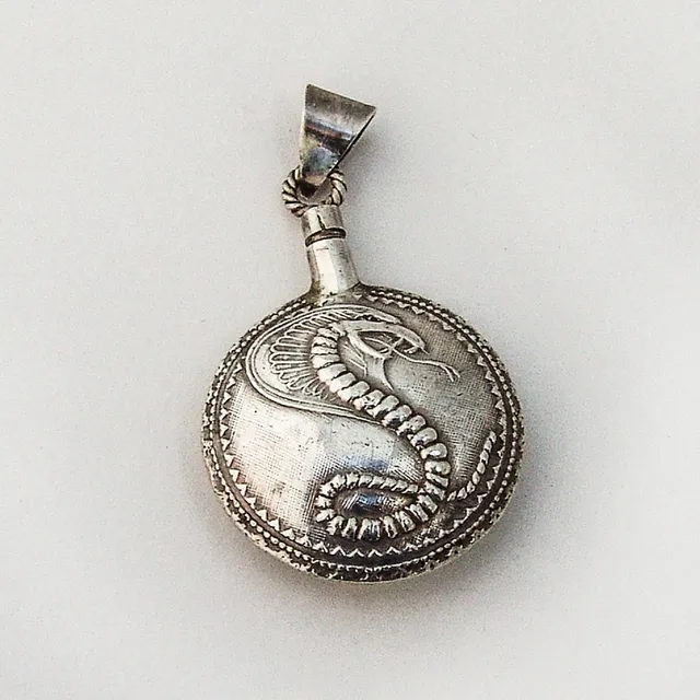 Cobra Round Small Perfume Vial Sterling Silver 1970 Mexico