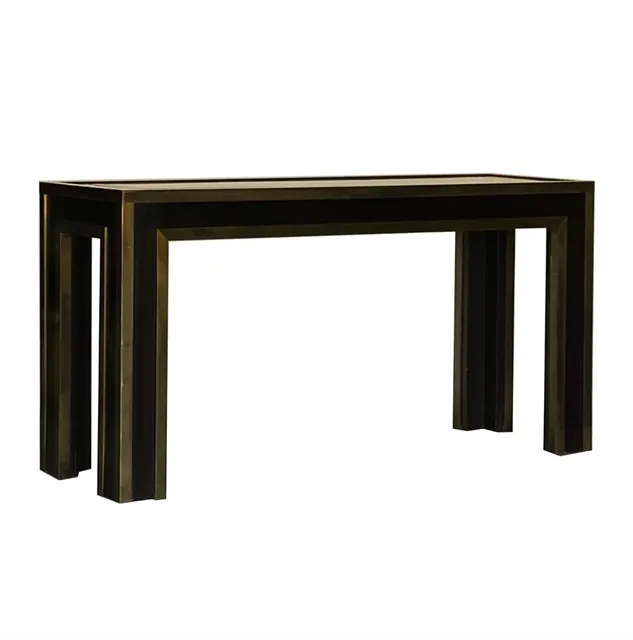 Impressive French 70's Ebonized and Gilt Bronze Console