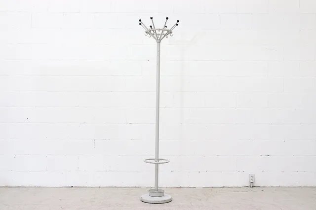 Mid-Century Gispen Gray Enameled Metal Coat Tree and Umbrella Stand