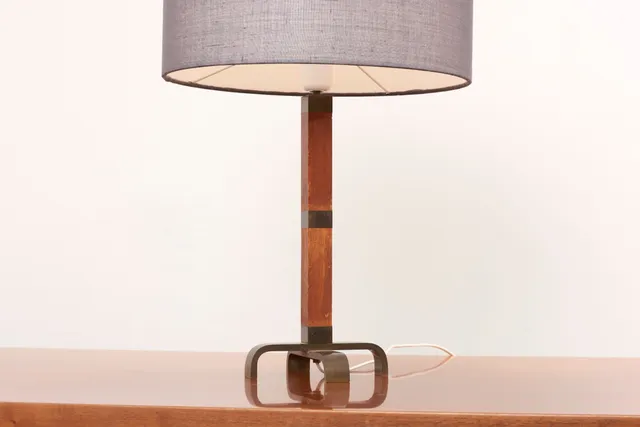 1950s Table Lamp in wood and brass