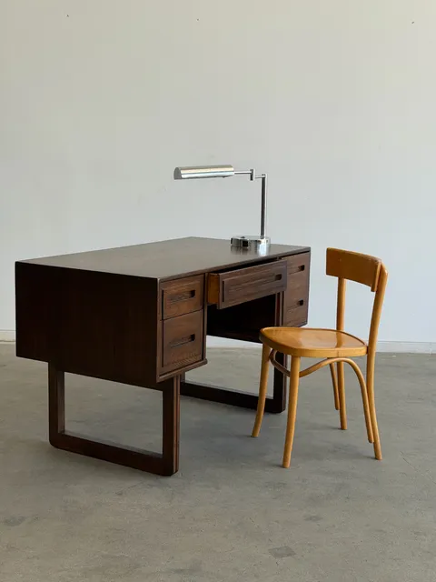 Vintage Oak Desk with Sculptural Base