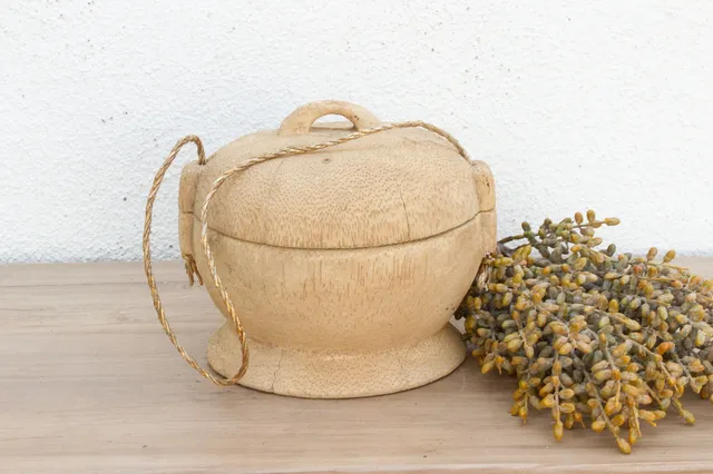 Bleached Wood Antique Food Basket