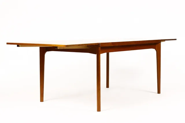 #1525 — Danish Modern / Mid Century Teak Expandable Dining Table — Rectangular — Draw Leaf — Vejle Stole Møbelfabrik