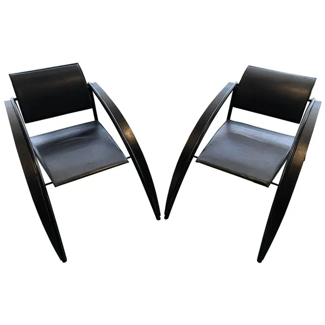 Pair of Rare Jean-Louis Godivier Sleek, 1980s Armchairs