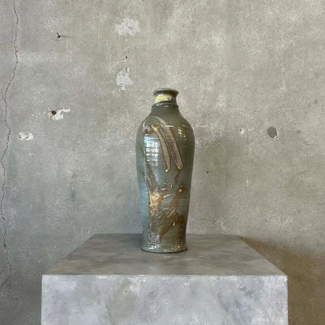 Vintage Tall Studio Pottery Vase in Blueish - Signed