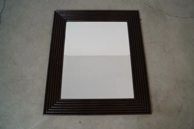 1970’s Dark Wood Faux Bamboo Beveled Mirror