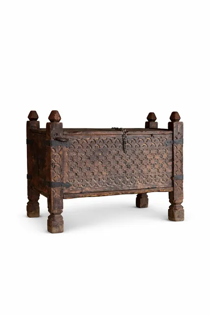 Carved Chest with Chain Latch, c. 1800
