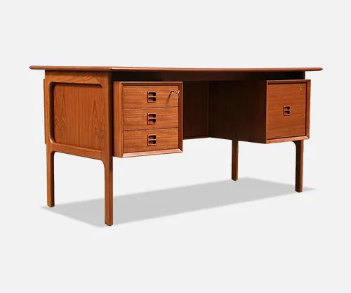 Erik Brouer Executive Teak Desk w/ Bookcase for Brouer Møbelfabrik