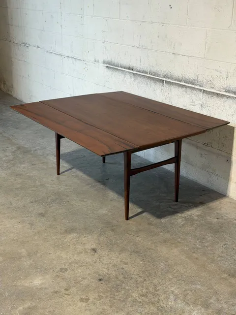 Teak Extendable Rectangular Coffee Table with Two Leaves Vintage Mid-Century Modern 1960s
