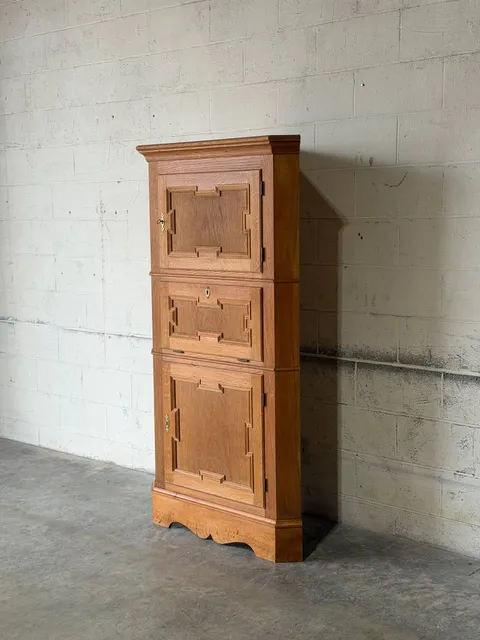 Henning Kjærnulf Oak Corner Storage Cabinet with 3 Paneled Doors Danish Mid-Century Modern 1970s