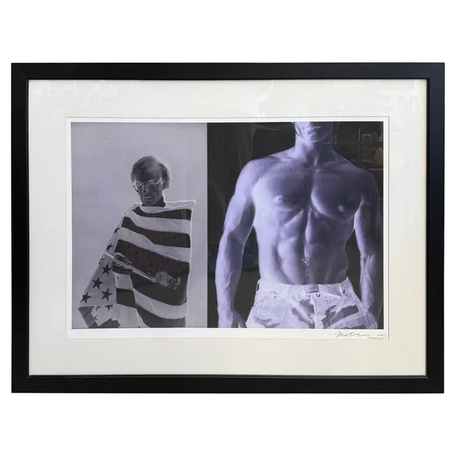 Christopher Makos Signed Print of Andy Warhol Wrapped in American Flag