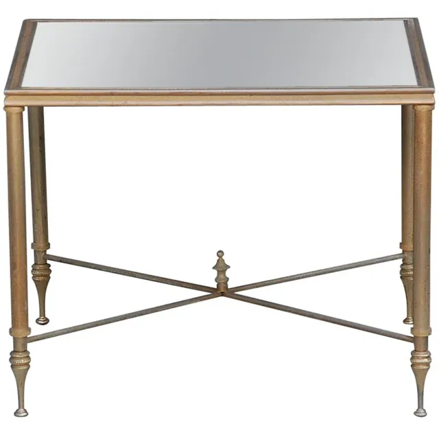 Elegant Gold Side Table with Antique Mirrored Glass