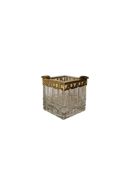 Glass Cigar Ashtray with Brass Trim, c. 1960s