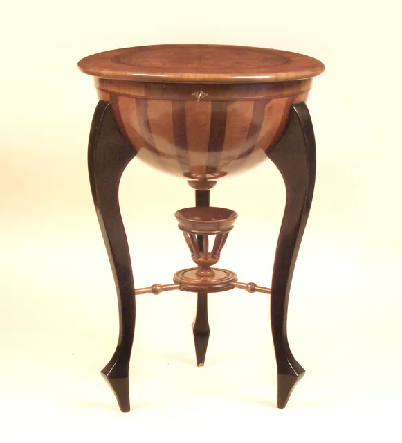 Very Rare Half Dome Biedermeier Sewing Side Table