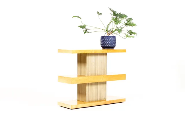 #2172 — Vintage Mid Century Maple Tiered Shelf / Console — Paul Frankl for Barzilay