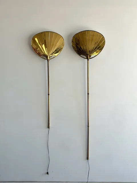 Pair of 1979 Chapman Brass Fan Sconces