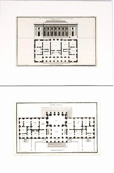 Pair of Original Architecture Etchings by Jean-François de Neufforge