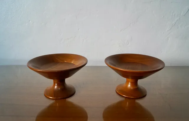 1950’s Mid Century Modern Walnut Ozark Pedestal Bowls