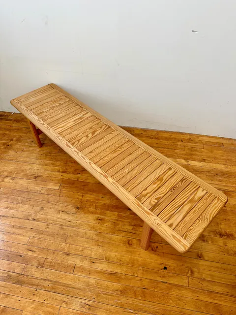 1970s Pine Slatted Coffee Table/Bench, Sweden