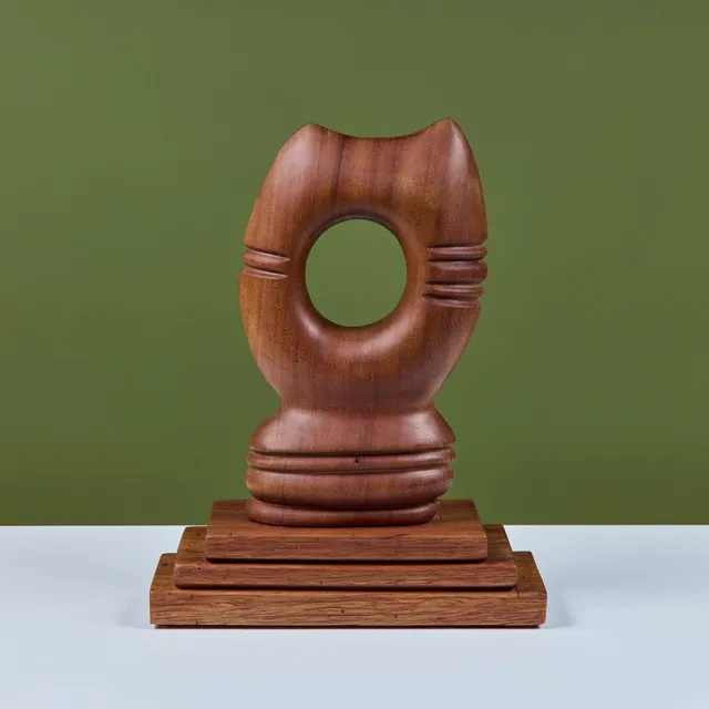Abstract Mounted Cat Sculpture