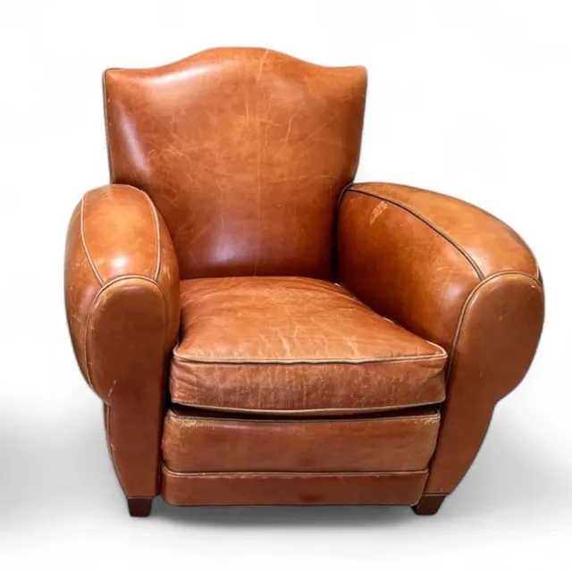 Vintage French Leather Mustache Chair