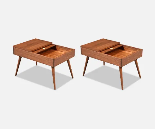 Californian Modern Side Tables w/ Storage Compartments by John Keal