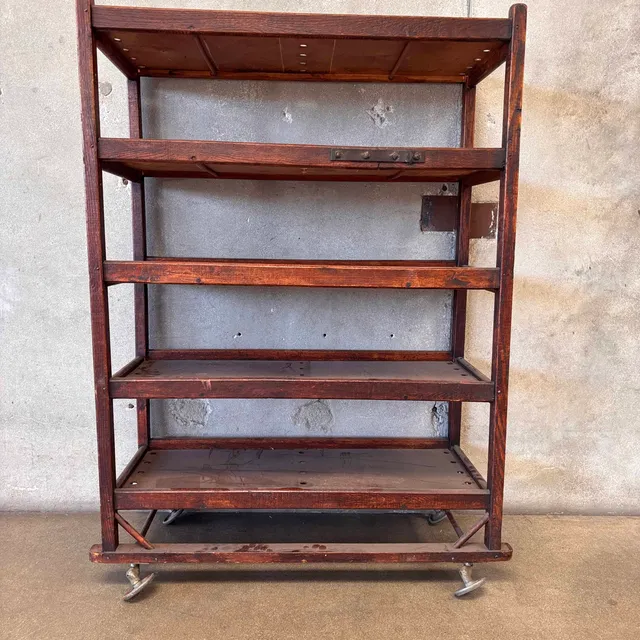 Antique Factory Rolling Shoe Rack
