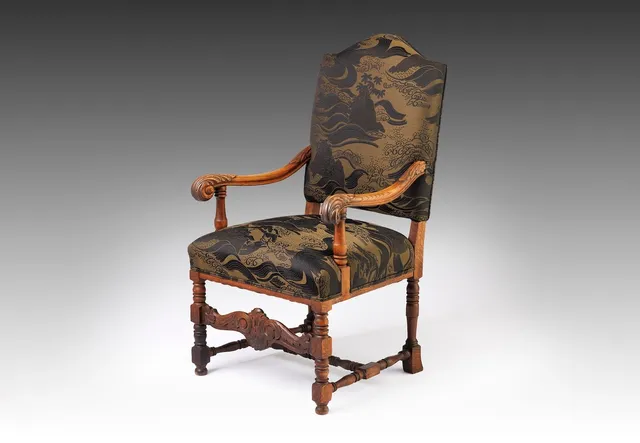 The Solstice Crest | Antique Baroque Revival Armchair