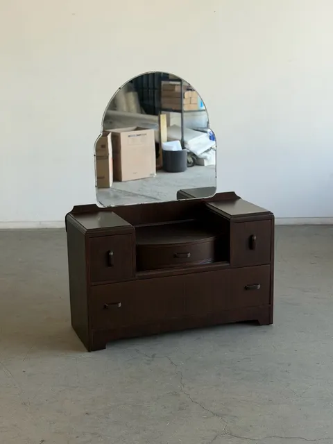 Vintage Art Deco Clover Shaped Mirror Vanity