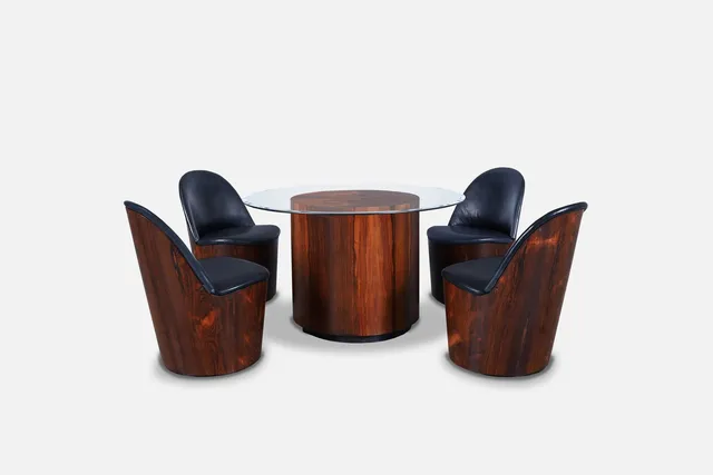Mid-Century Modern Brazilian Rosewood Dining Table & Chairs by Plycraft