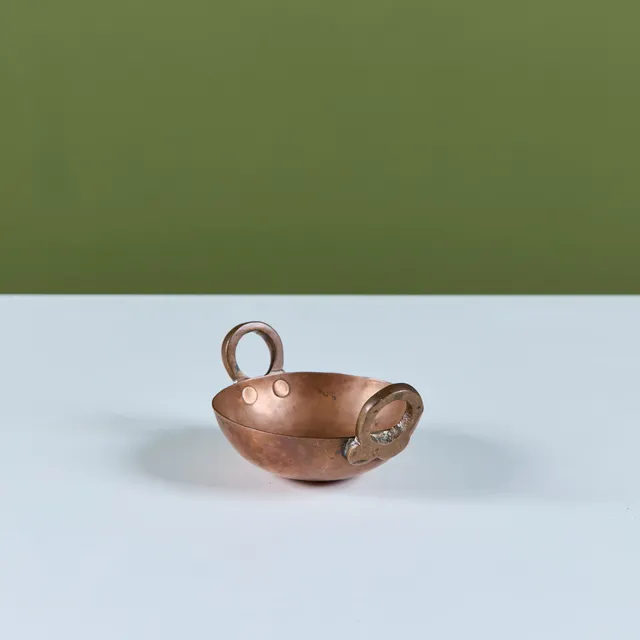Patinated Copper Bowl with Handles 1