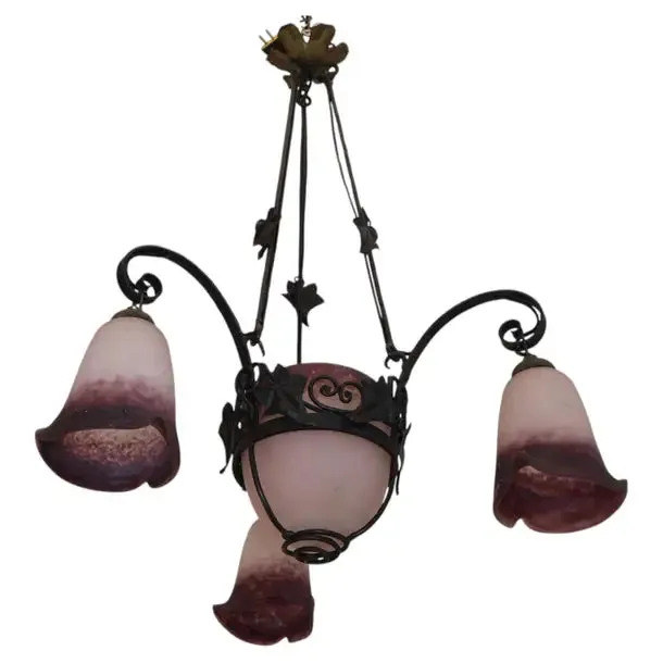 Beautiful French 1920's iron light signed by Rethondes