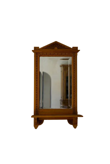 Carved Pediment Mirror with Shelf, c. 1910
