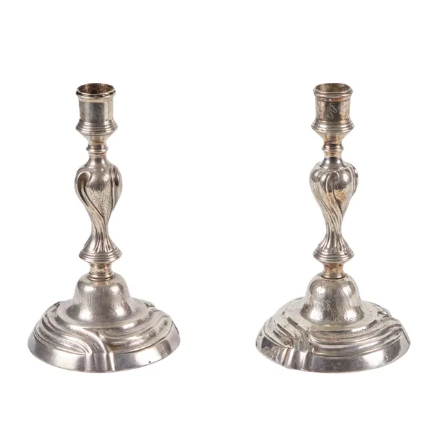 Pair of Early 19th Century French Silver-Plated Candlesticks – Antique Single Candle Holders